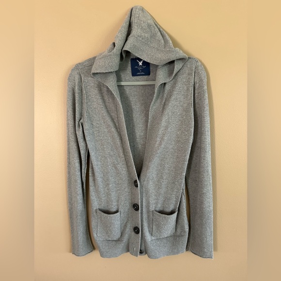 American Eagle Hooded Cardigan Sweater - Picture 2 of 12
